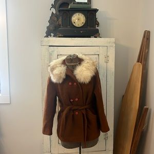 Burnt orange wool loomed vintage peacoat